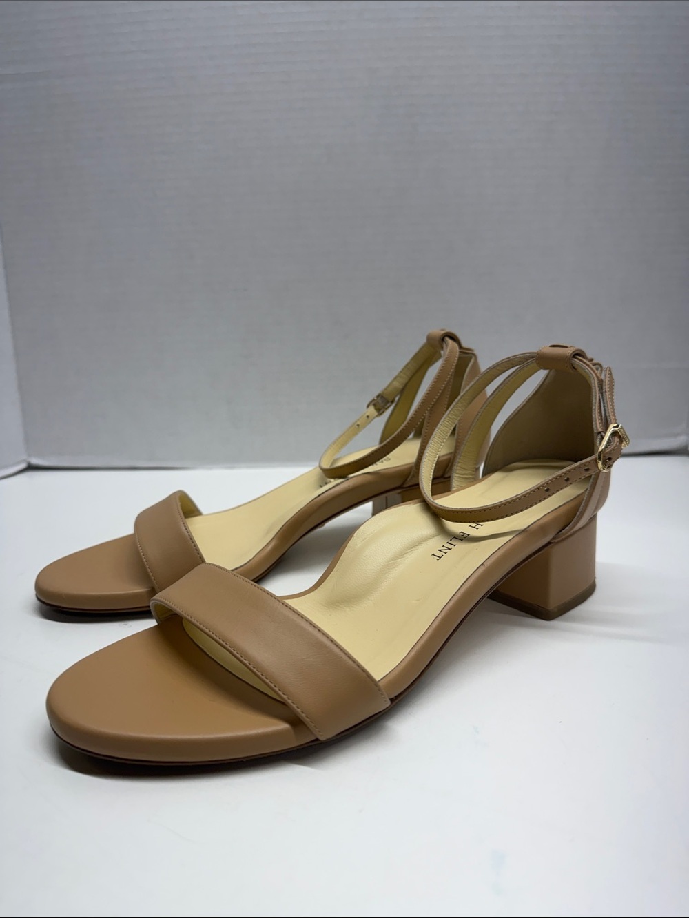 Sarah Flint Perfect Block Sandal Open Toe 30 MM Calf Leather Tan Brown Size 39 - Picture 3 of 13